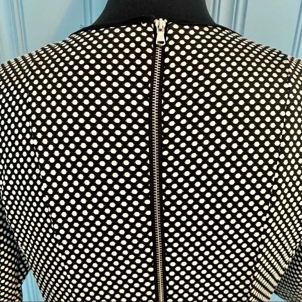 Julian Taylor Dress Black with White Polka Dots Short Sleeve Full Skirt -Size 8 - Picture 7 of 13